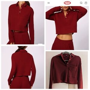 Parade waffle polo, cozy and cropped, XS, excellent condition!